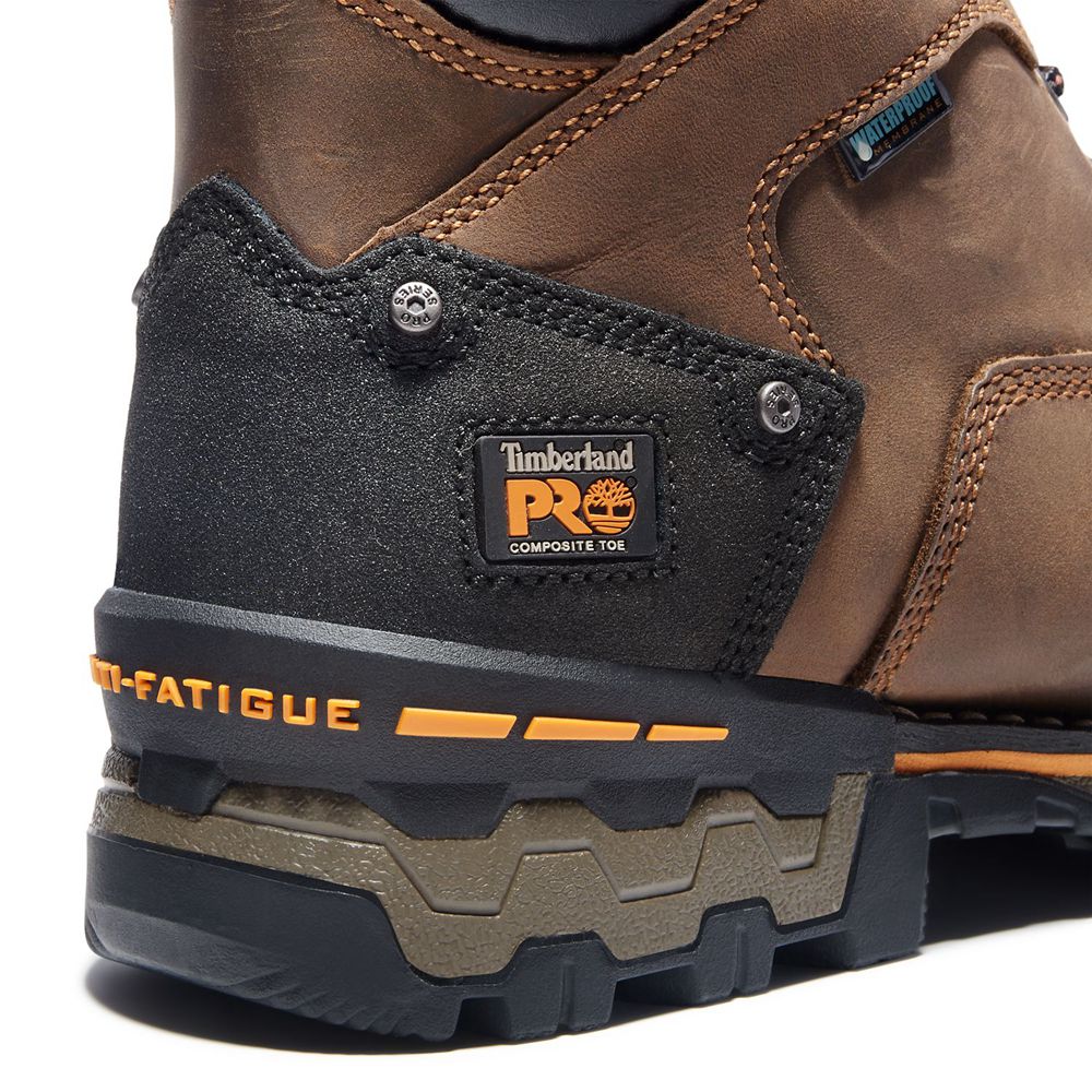 Timberland Μποτακια Εργασίας Ανδρικα Καφε/Μαυρα - Pro® Boondock 6\" Comp Toe - Greece 8461035-ZI